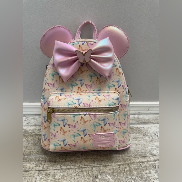 NWT Loungefly Minnie Ears Butterfly Mini Backpack with wallet - Picture 3 of 5